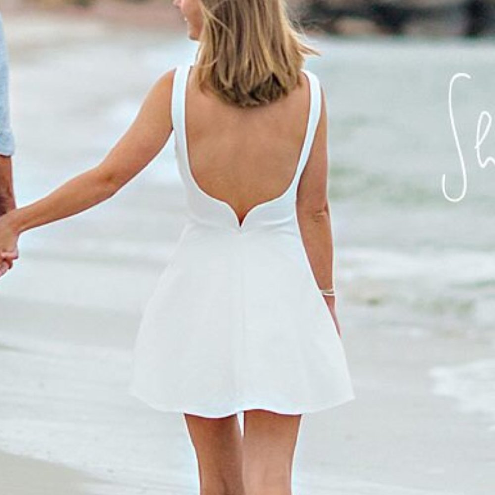 White backless skater dress